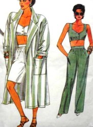 9563 VOGUE EZ 86 UNLINED COAT,SHORTS,PANTS,BRA TOP PATTERN 8-12